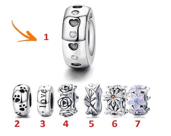 Real 925 Sterling Silver Fit Women Bracelet 7 Styles Heart & Clear CZ Spacer Stopper Beads fit original Charm Bracelet Jewelry