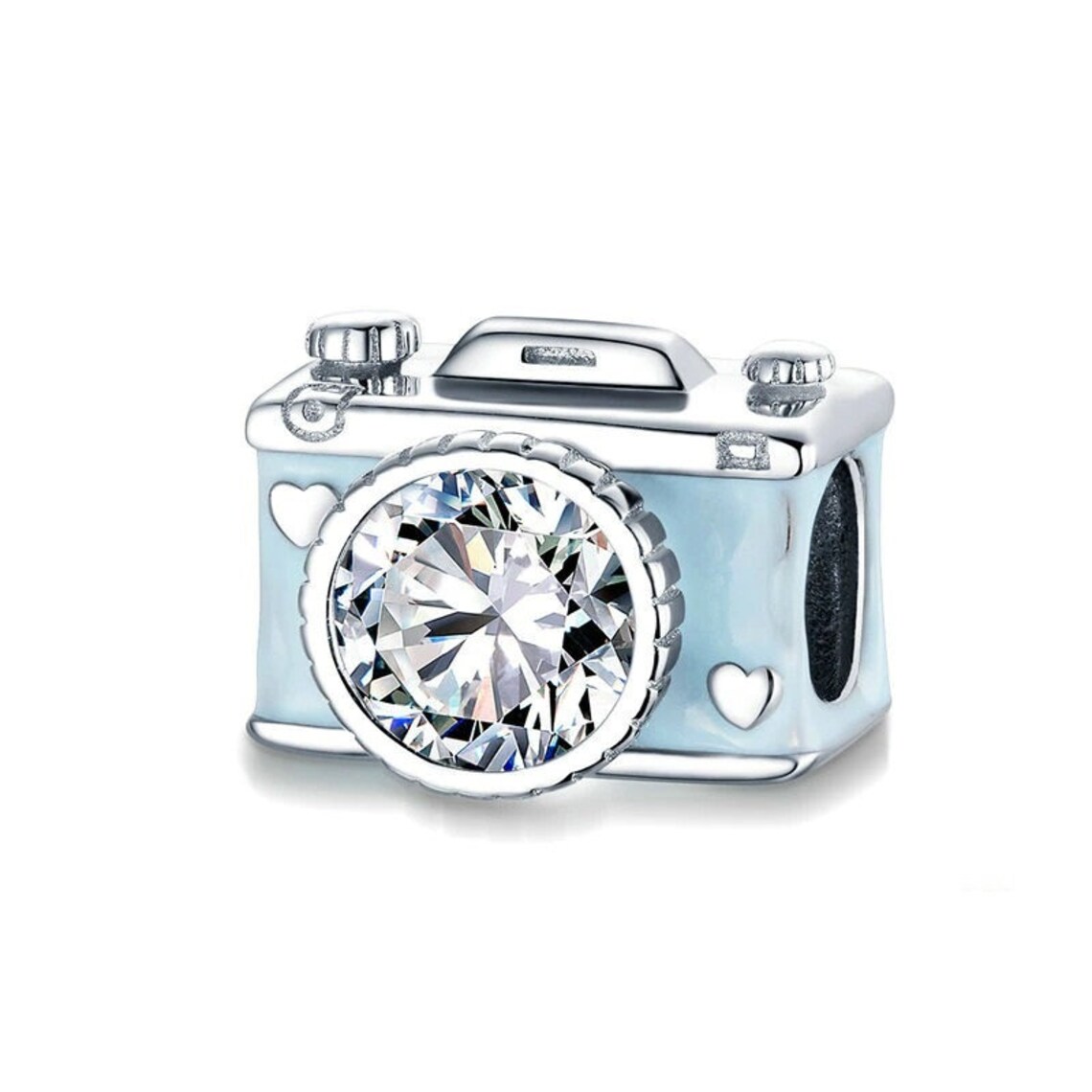 Charme Vintage En Argent Sterling 925 - Émaillé, Motif Bouclier - Poids 1.8g - Lyme Regis HMK - Occasion