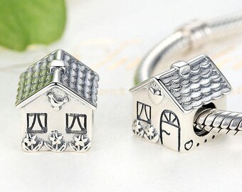 Home Sweet Home silver house bead Trautes Heim, Glück allein 925 Sterling Silver Charms Fits European & Women Charm Bracelet