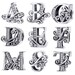 Letter Alphabet A to Z with cubic zirconia Beads Charms 100% 925 Sterling Silver Charms Fits Bracelet European & Pandora bracelet Charms 