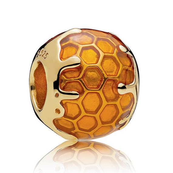 Golden Shine Honey Charm 925 Sterling Silver Fit Women Bracelet Bead fit Women Charm Handmade Charms