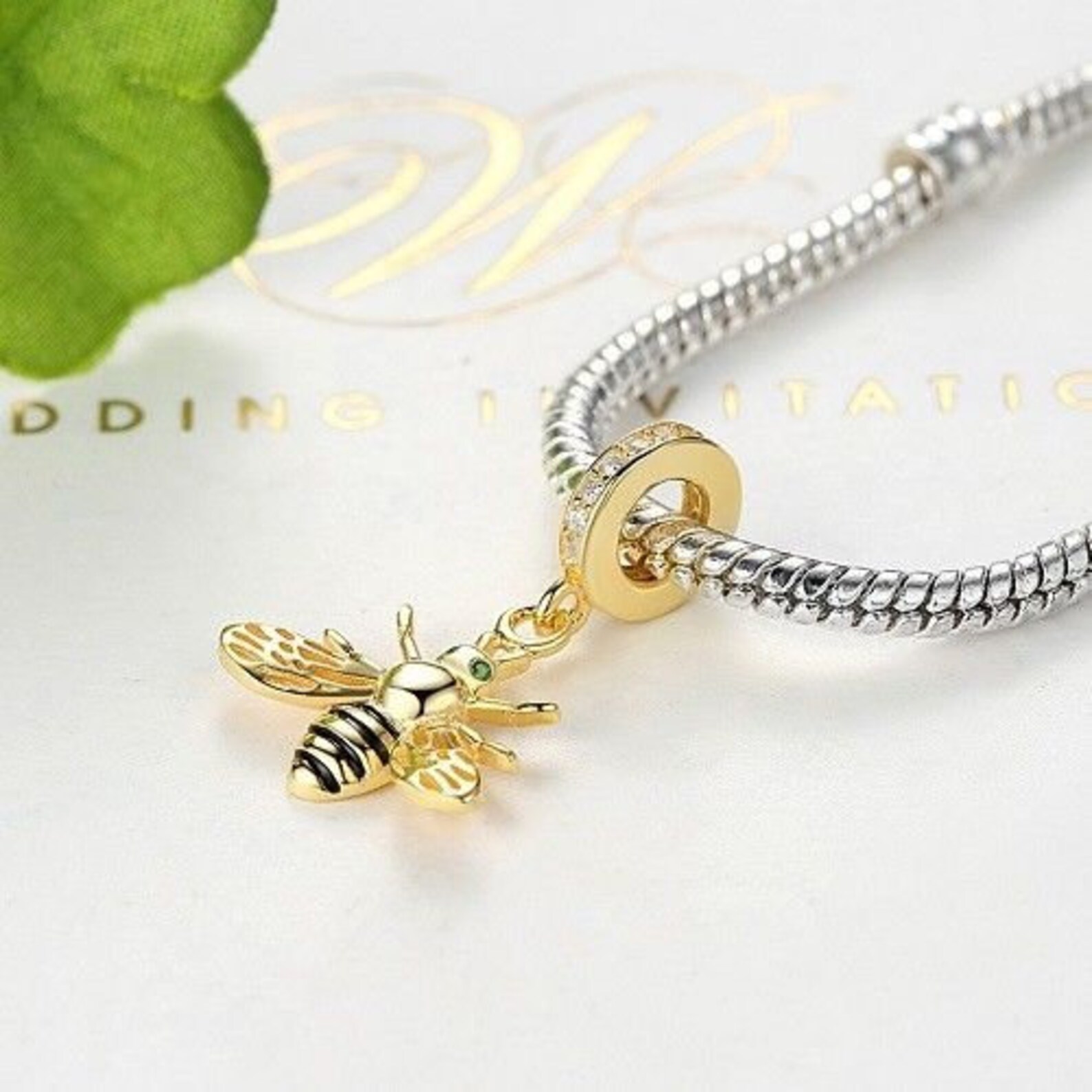 New Gold Honey Bee Charm 100 925 Sterling Silver Etsy