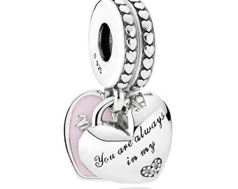 Mère et fille coeurs avec cristal 100% 925 argent Sterling Fit femmes Bracelet pendentif perles femmes Bracelet bijoux à bricoler soi-même