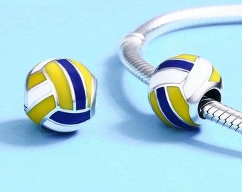Volleyball Love Sport Ball 100% 925 Sterling Silver Charms Fits Bracelet European & Women bracelet Charm Bracelet for jewelry