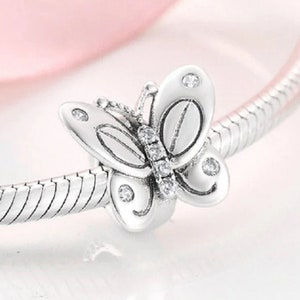 Butterfly Spacer Stopper Beads Charm 925 Sterling Silver fit for Authentic Women Charms Bracelets Fit Women Bracelet Handmade Charms