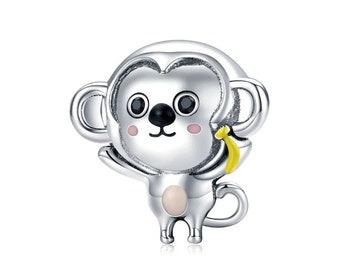 Little Monkey Metal Beads 925 Sterling Silver bead Charm fit Women Bracelet ,Women Charm, First Anniversary Gift for Her Handmade Charms