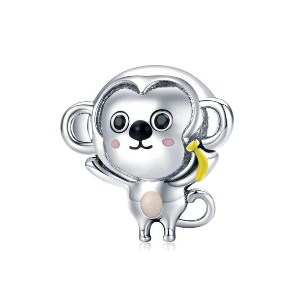 Little Monkey Metal Beads 925 Sterling Silver bead Charm fit Women Bracelet ,Women Charm, First Anniversary Gift for Her Handmade Charms