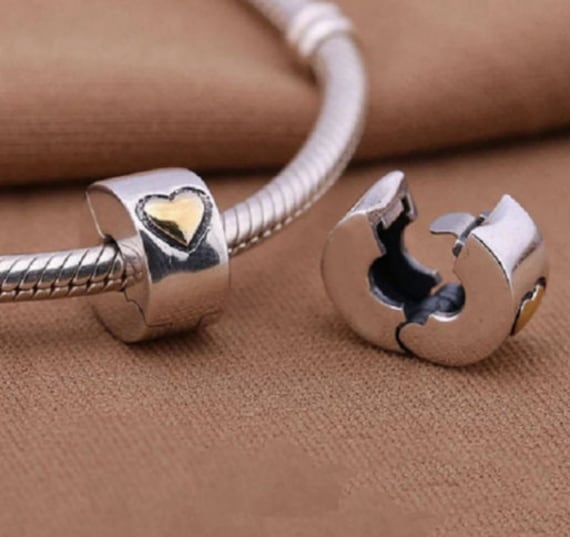 Gold Heart Lock Clip Beads Charm 100% 925 Sterling Silver fit for Authentic  Women Charms Bracelets Women bead Fit Women Bracelet