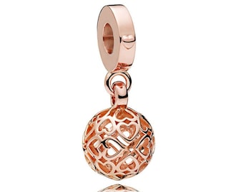 Rose Gold Harmonious Hearts hanger Charm 925 Sterling Silver Fit Dames Armband fit Dames charm Handgemaakte Charms