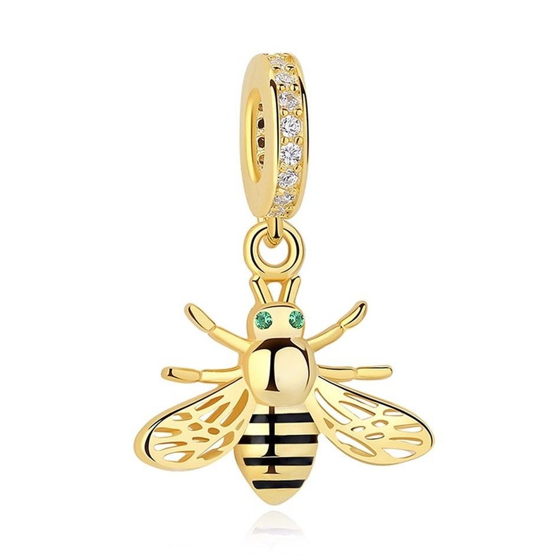 New Gold Honey Bee Charm 100 925 Sterling Silver Etsy