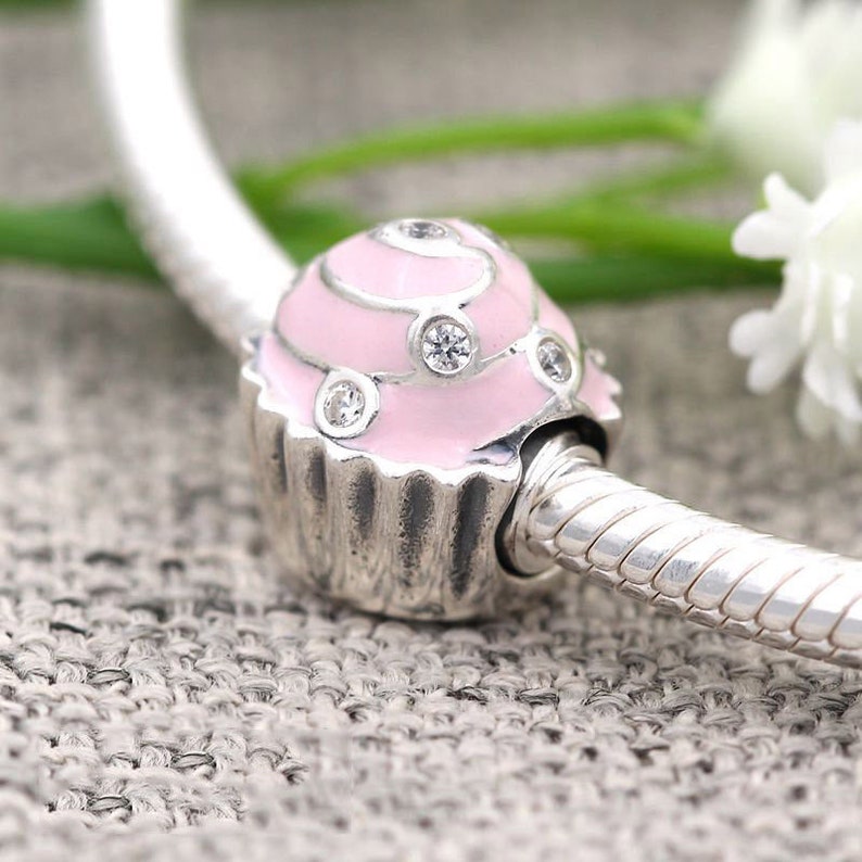 Sweet Cupcake Birthday Beads Charm 100% 925 Sterling Silver fit for Authentic Women Charms and european bracelets Handmade Charms image 6