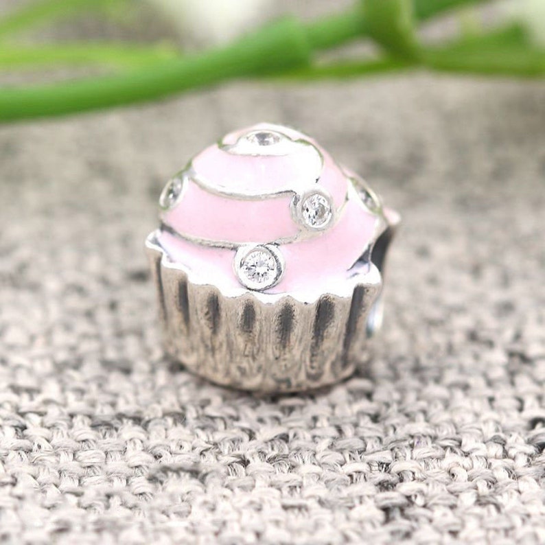 Sweet Cupcake Birthday Beads Charm 100% 925 Sterling Silver fit for Authentic Women Charms and european bracelets Handmade Charms image 5