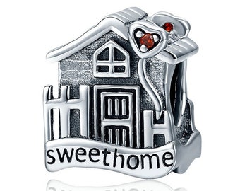 Sweet Home Charm, Housewarming Gift, 925 Sterling Silver Charm, House Charm Fits European Women Charms Bracelet & Necklaces, House Warming