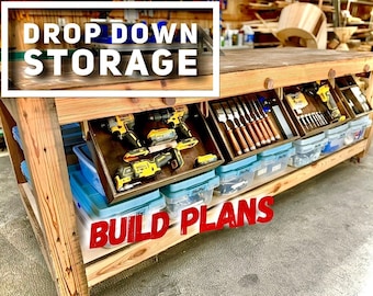 Drop Down Storage Plans, Under table/cabinet storage plans, Storage Plans, Hidden storage Plans, Woodworking Plans, DIY Storage Plans