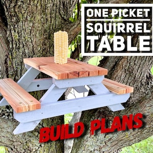 Planos de comederos para ardillas, planos de mesas para ardillas, planos de comederos para mascotas, planos de comederos para ardillas hechos en casa, planos de mesas de picnic en miniatura
