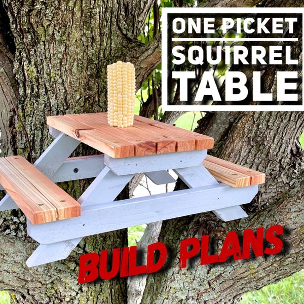 Squirrel Picnic Table Feeder Plans, Squirrel Table plans, Pet Feeder plans, DIY Squirrel Feeder plans, Miniature Picnic Table plans