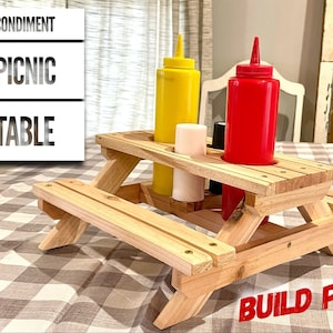 Condiment Picnic Table Plans, Camping Decoration Plans, Picnic Table Condiment Holder Plans, Condiment Holder Plans, Mini Picnic Table Plans