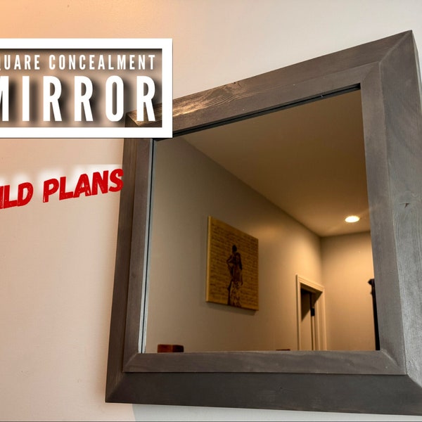 Square Concealment Mirror Plan, Concealment Mirror Plan, Hidden Compartment Mirror Plan, Concealment Biometric Plans, Woodworking Plans