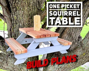 Squirrel Picnic Table Feeder Plans, Squirrel Table plans, Pet Feeder plans, DIY Squirrel Feeder plans, Miniature Picnic Table plans