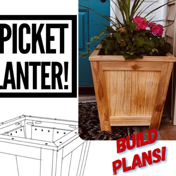 Three Picket Box Planter Plans, Fence Picket Planter Plans, Garden Planter Plans, Flower Box Plans, Garden Plans, DIY Flower Box, Flower Box