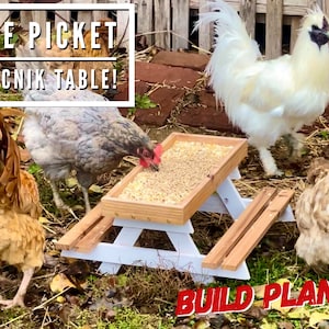 One Picket Chicnik Table Plans, Digital Plans, Chicken Table, Chicken Picnic Table, Plans, DIY, Build Plans, Chicken Picnic Table, Wood