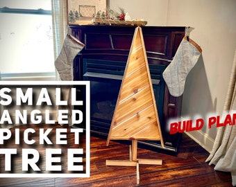 Small Angled Picket Tree Plans, Christmas decor Plans, Christmas Tree Decoration Plans, DIY Christmas Decor Plans, Woodworking Plans