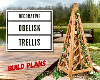 Decorative Obelisk Trellis Plans, Teteur Plans, Trellis Plans, Outdoor Trellis/Obelisk Plans, Flower Tower Trellis Plans, DIY Obelisk Plans