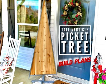 Tall Vertical Picket Tree Plans, Tall Christmas Tree Plans, DIY Christmas Tree Decoration plans, Tall picket tree plans, Christmas Plans