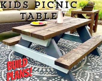 Kids Picnic table, Small picnic table, Child table, Child picnic table, DIY plans, DIY small table plans, DIY children's table,