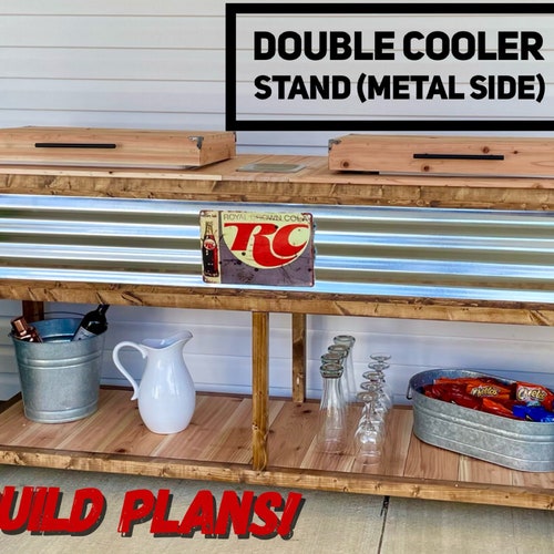 Metal Side Double Cooler Stand Plans Patio Cooler Stand Deck Etsy