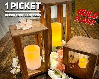 One Picket - Three Lanterns Build Plans, Decorative Lantern Plans, Wedding lantern build plans, Build Plans, Woodworking Build Plans, DIY