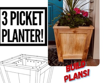 Three Picket Box Planter Plans, Fence Picket Planter Plans, Garden Planter Plans, Flower Box Plans, Garden Plans, DIY Flower Box, Flower Box