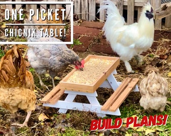 One Picket Chicnik Table Plans, Digital Plans, Chicken Table, Chicken Picnic Table, Plans, DIY, Build Plans, Chicken Picnic Table, Wood