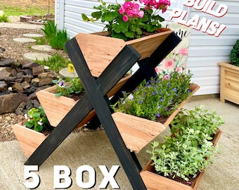 5 Box Tier Planter Plans, Multi-Tier Planter, Fence Picket Planter Plans, Garden Planter Plans, Flower Box Plans, DIY Flower Box, Herb box