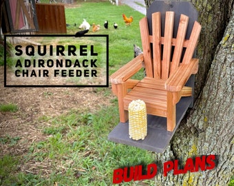 Squirrel Adirondack Chair Feeder Plans, Squirrel Chair Plans, Squirrel Feeder Plans, Mini Adirondack Chair Plans, Wildlife Feeder Plans