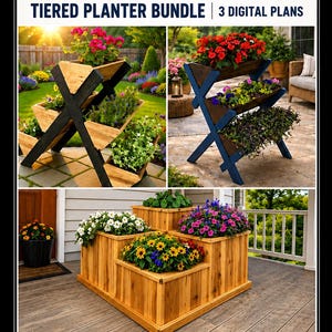Ensemble de plans pour jardinières à étages, ensemble de plans de jardin, ensemble de plans pour jardinières à 3, 4 et 5 niveaux