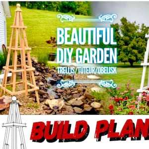 Garden Obelisk Plans / Garden Trellis Plan / Garden Plans / Woodworking Plans / Garden Decor Build Plans / Garden Tuteur Plans image 1