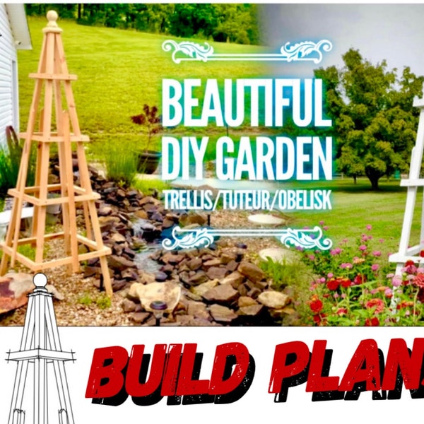 Garden Obelisk Plans / Garden Trellis Plan / Garden Plans / Woodworking Plans / Garden Decor Build Plans / Garden Tuteur Plans