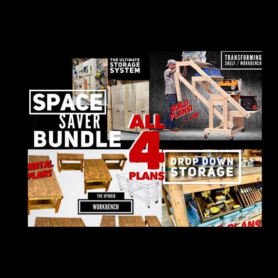 Space Saver 4 Plan Bundle, Storage Solutions 4 Plan Bundle, Storage Plans, Organizing DIY Set of 4 Plans