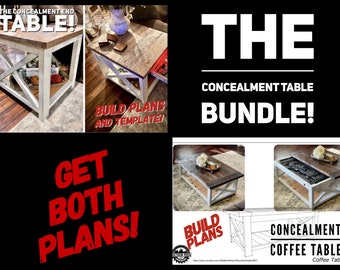 Concealment Coffee Table and Concealment End Table Plans / Concealment Table Plans / Concealment Furniture Plans / Concealment Build Plans