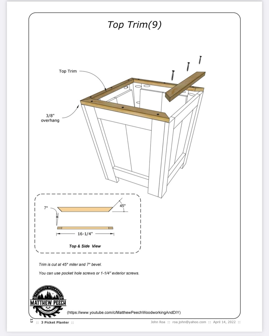 Three Picket Box Planter Plans Fence Picket Planter Plans Etsy