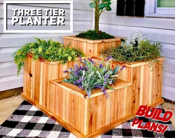 Three Tier Planter Plans, Multi-Tier Planter, Fence Picket Planter Plans, Garden Planter Plans, Flower Box Plans, DIY Flower Box, Herb box