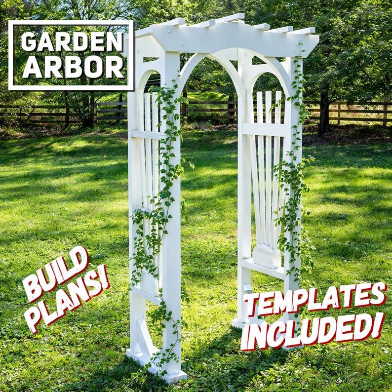 Garden Arbor Plans, Arched Pergola Plans, Garden Trellis, Flower Trellis Plans, Builds Plans, DIY Trellis Plans, Build Plans image 1