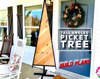 Tall Angled Picket Tree Plan, Christmas Tree Decor Plans, DIY Christmas Decor Plans, Rustic Christmas Tree Plans,  Christmas Tree Plans