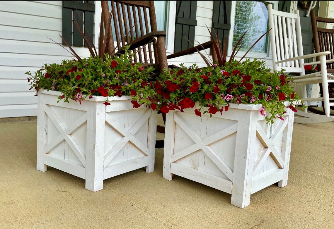 Farmhouse Three Picket Box Planter Plans Fence Picket Planter Etsy
