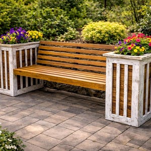 Modern Planter Bench Digital Plans, Bench With 2 Planters Digital Plans ...