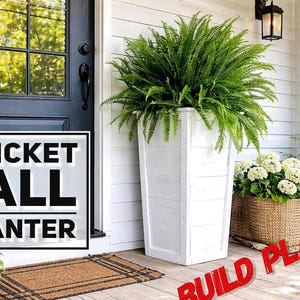 Five Picket Tall Box Planter Plans, Fence Picket Planter, Tall Planter Plans, Flower Box Plans, Garden Plans, DIY Flower Box, Flower Box