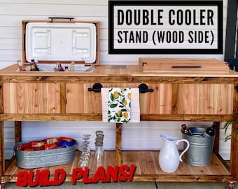 Double Cooler Stand Plans, Patio Cooler Stand, Deck Cooler Stand, Wooden Cooler Stand, DIY Cooler Stand, Patio Decor, Deck Decor, Cooler