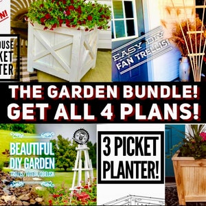 Garden Fan Trellis plan, Obelisk and Both Planter Box Plans Bundle / Garden Fan Trellis / Obelisk Plan / Trellis Plan / Build Plan /