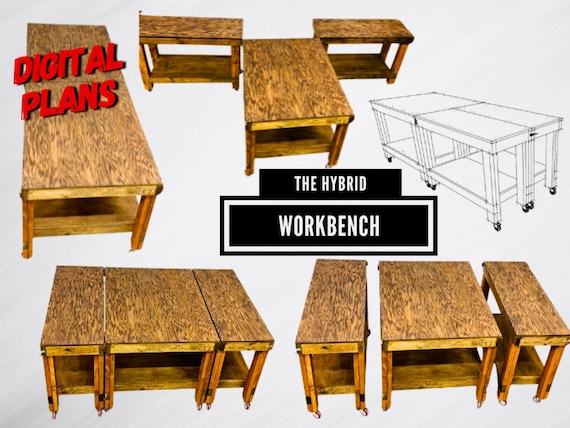 The Hybrid Workbench Plans, Workbench Plans, Mobile/moveable Workbench/Table Plans, DIY Adaptable Workbench/Work Table Plans